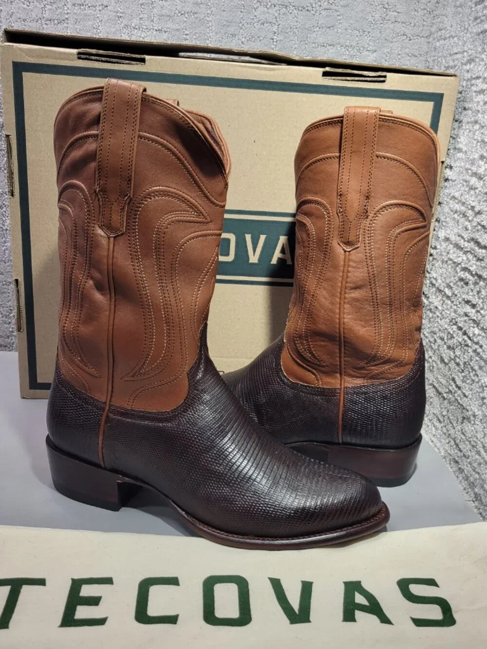 Tecovas The Nolan Men's Size US 9.5 EE Whiskey Lizard Cowboy Boots. - Picture 12 of 12
